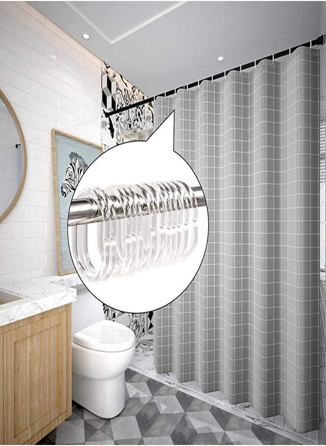 Bukela - Shower Curtain Rings, Plastic Curtain C Rings Hook Hanger Bath Drape Loop Clip Glide Bathroom Shower Window Rod (24pcs Clear) - Image 1
