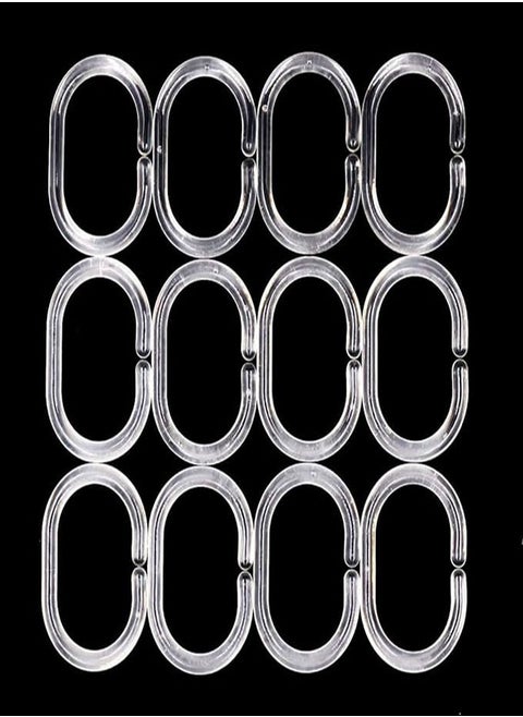 Shower Curtain Rings, Plastic Curtain C Rings Hook Hanger Bath Drape Loop Clip Glide Bathroom Shower Window Rod (24pcs Clear)