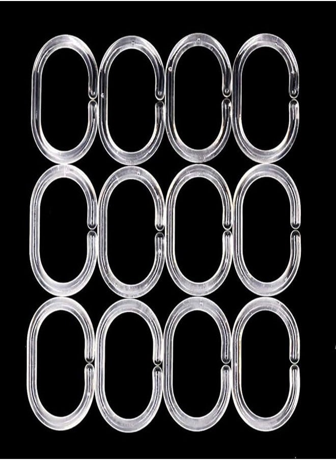 Bukela - Shower Curtain Rings, Plastic Curtain C Rings Hook Hanger Bath Drape Loop Clip Glide Bathroom Shower Window Rod (24pcs Clear) - Image 1