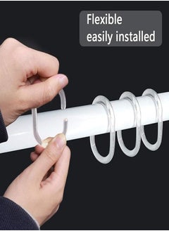 Bukela Shower Curtain Rings, Plastic Curtain C Rings Hook Hanger Bath Drape Loop Clip Glide Bathroom Shower Window Rod (24pcs Clear)  - Image 5