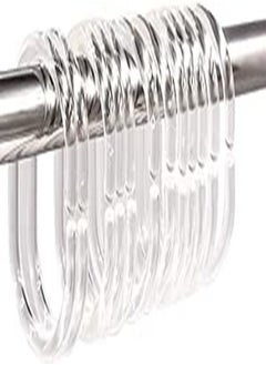 Bukela Shower Curtain Rings, Plastic Curtain C Rings Hook Hanger Bath Drape Loop Clip Glide Bathroom Shower Window Rod (24pcs Clear)  - Image 2