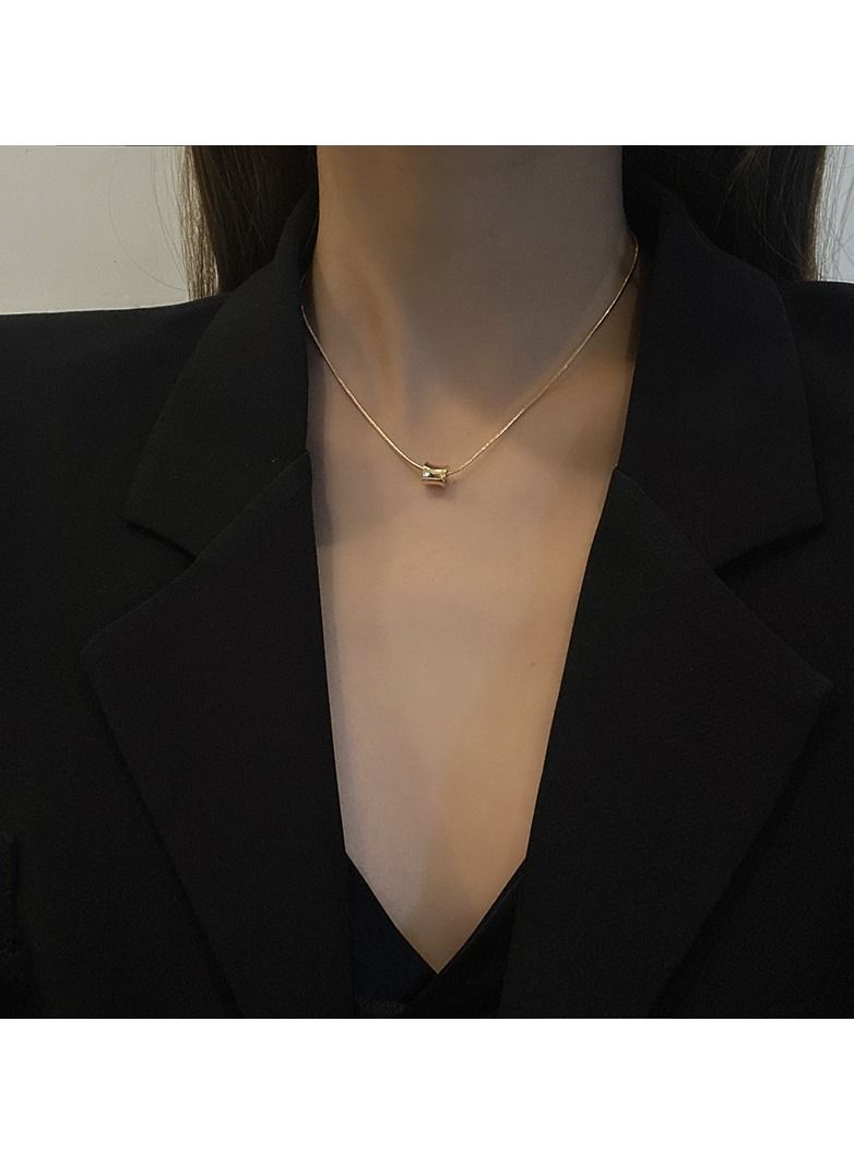 Vintage Simple Titanium Steel Necklace Gold Tone Plated