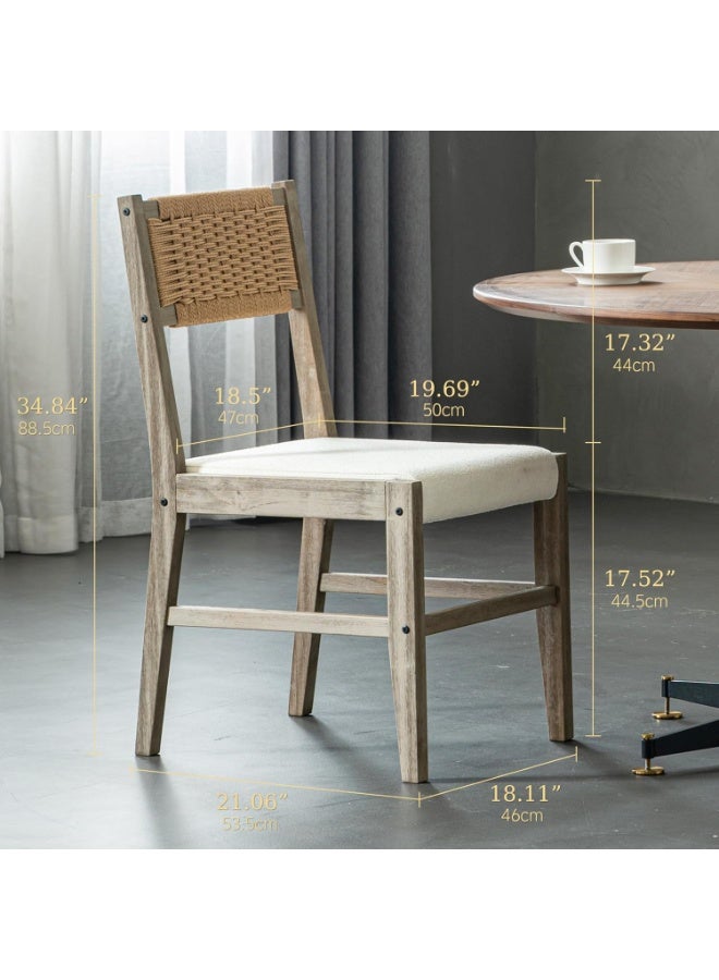 Chogori Wooden Dining Chairs Set of 2, Modern Mid Century Woven Back Dining Room Chairs with Solid Wood Frame and Cushion for Dining Room, Living Room, Kitchen - Image 2