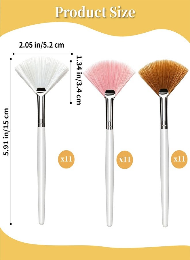 Waaqkid 33 Pieces Fan Brushes, Soft Facial Brushes Esthetician Face Mask Applicator for Sensitive Skin, Spa Beauty Tool for Mud Clay, Acid Peel & Makeup (White, Pink, Yellow) - Image 4