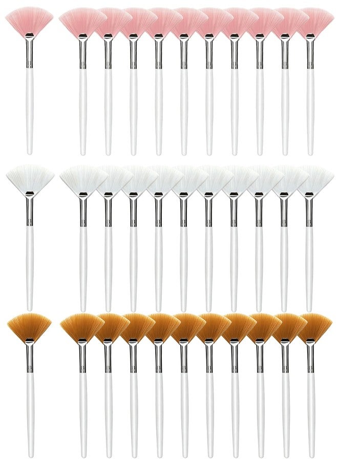 Waaqkid 33 Pieces Fan Brushes, Soft Facial Brushes Esthetician Face Mask Applicator for Sensitive Skin, Spa Beauty Tool for Mud Clay, Acid Peel & Makeup (White, Pink, Yellow) - Image 1
