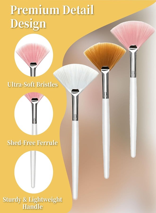 Waaqkid 33 Pieces Fan Brushes, Soft Facial Brushes Esthetician Face Mask Applicator for Sensitive Skin, Spa Beauty Tool for Mud Clay, Acid Peel & Makeup (White, Pink, Yellow) - Image 3