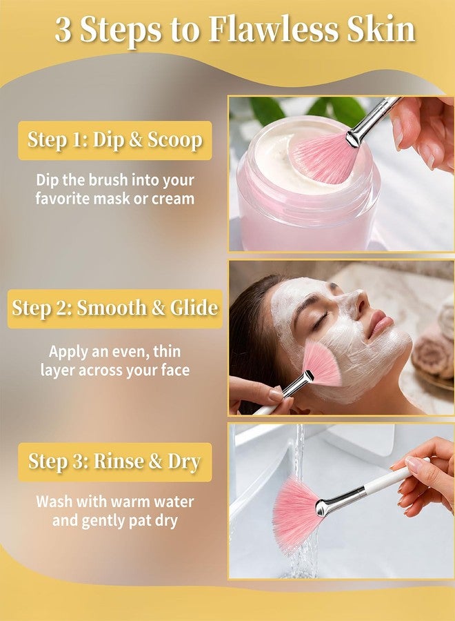 Waaqkid 33 Pieces Fan Brushes, Soft Facial Brushes Esthetician Face Mask Applicator for Sensitive Skin, Spa Beauty Tool for Mud Clay, Acid Peel & Makeup (White, Pink, Yellow) - Image 5