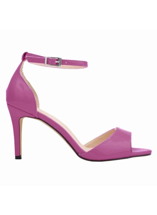 Loquat New summer patent leather simple open-toe stiletto high-heel shoes over 8cm Purple  - Image 2