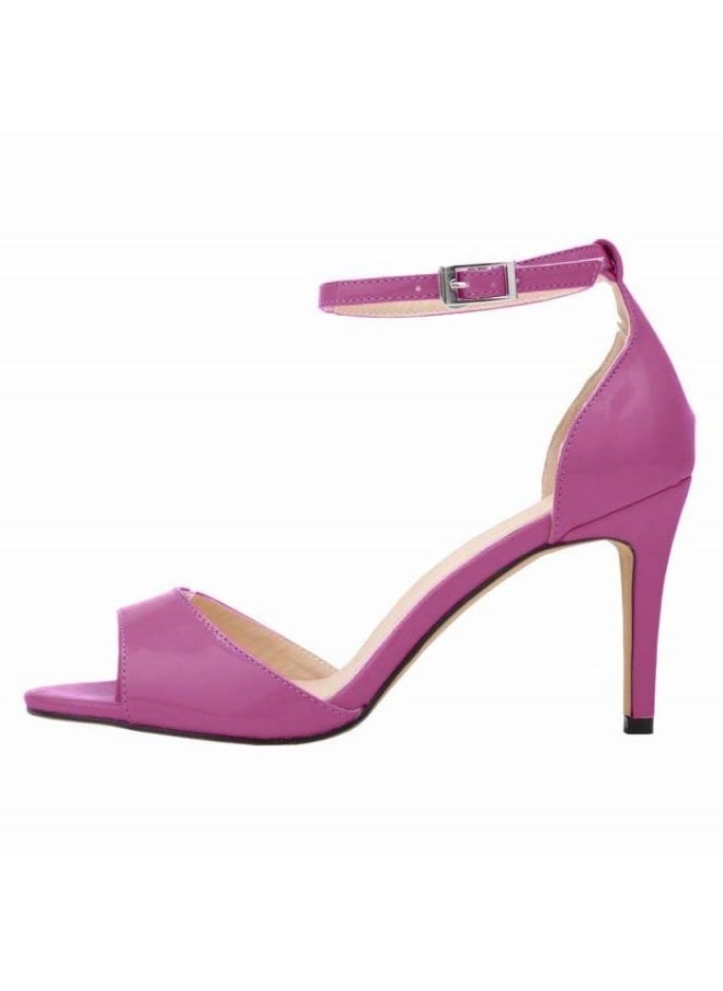 Loquat New summer patent leather simple open-toe stiletto high-heel shoes over 8cm Purple  - Image 1