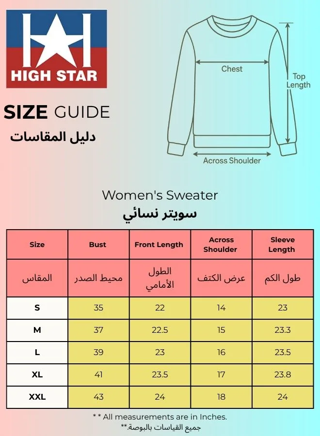 HIGH STAR Women's Pink 100% Acrylic Regular Fit Sweater