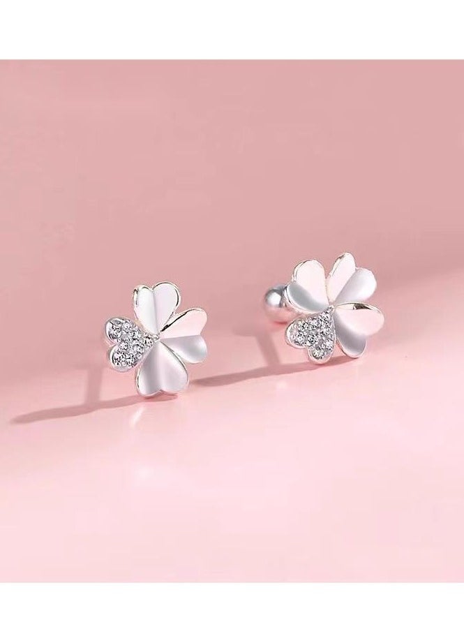 xozgdovg Four-leaf clover screw buckle earrings Fashion everything earrings  - Image 1