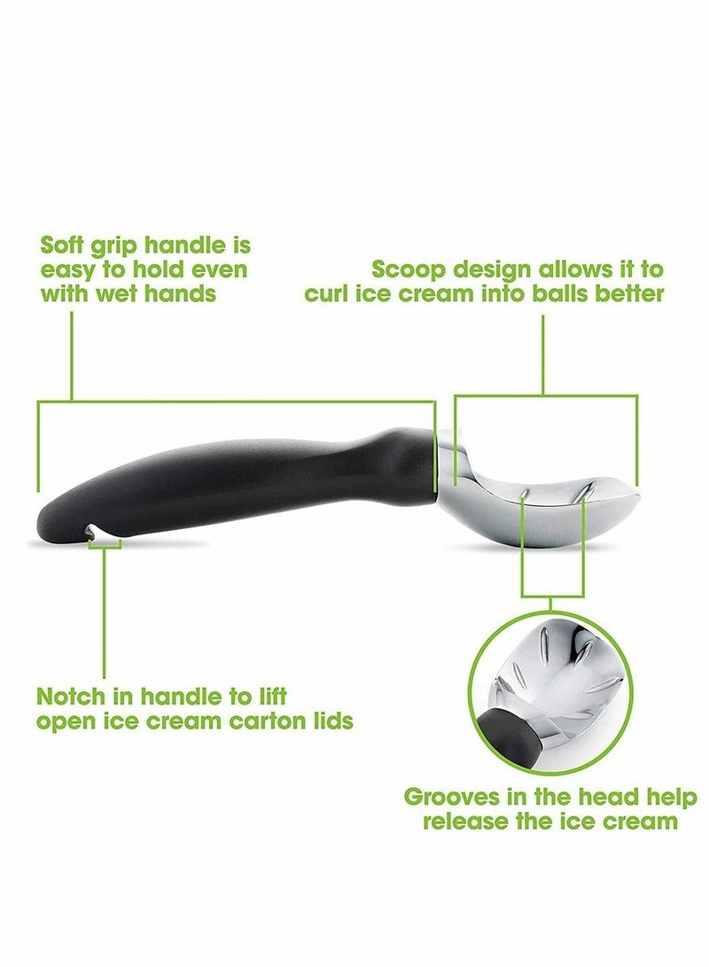 Ice Cream Scoop, Dishwasher Safe Spoon for Hard PP Plastic Handle Zinc Alloy Plating High Quality with a Comfortable Grip Sturdy and Durable Design - Image 5