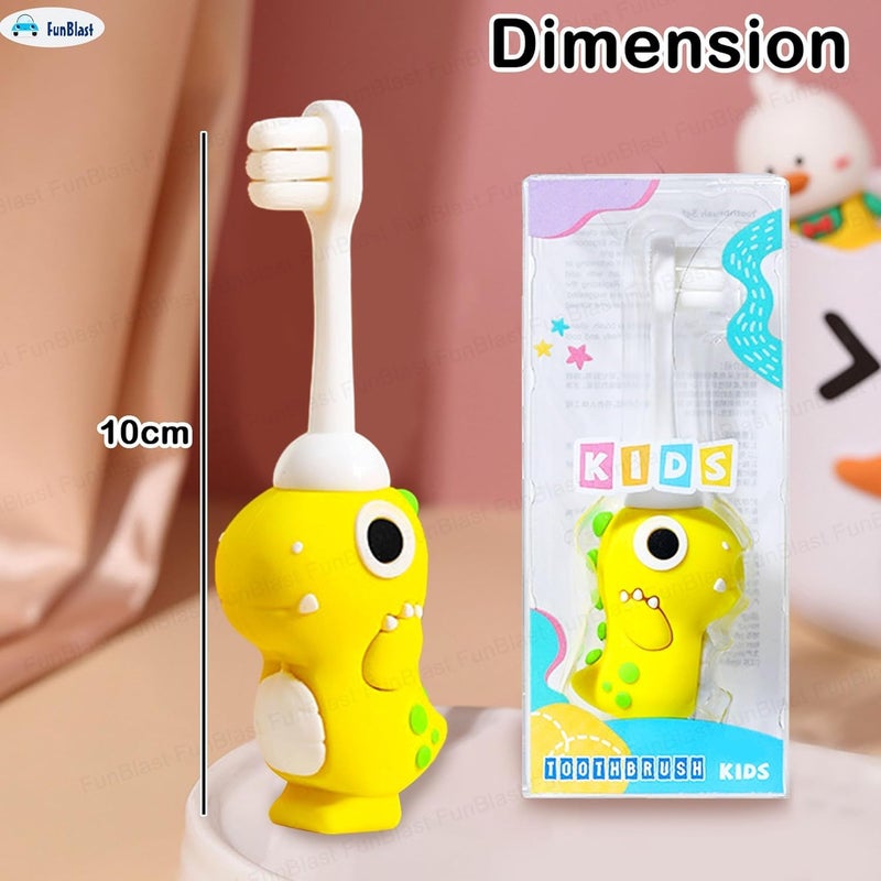 FunBlast Kids Toothbrush Animal Design Soft Tooth Brush, Extra Microfiber Soft Bristles Toothbrush For 3-6 Years Old Children, Manual Toothbrush For Kids, (Pack Of 1 Multicolor) - Image 2