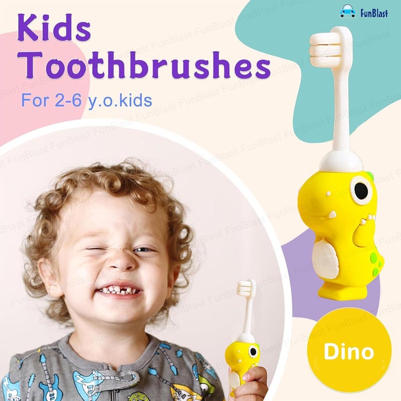 FunBlast Kids Toothbrush Animal Design Soft Tooth Brush, Extra Microfiber Soft Bristles Toothbrush For 3-6 Years Old Children, Manual Toothbrush For Kids, (Pack Of 1 Multicolor) - Image 5