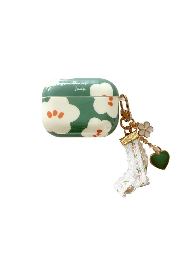 Generic - Suitable For AirPods 4 Earphone Set Creative Cartoon Shell For Apple1/2/pro2 Wireless Bluetooth Protective Cover Pendant-Color:Silicone Soft Shell + Pendant-green Flowers-Model:Airpods Pro/pro2 Universal (protective Case) - Image 1