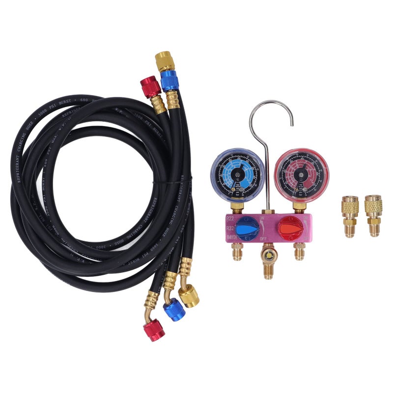 Mini Refrigerant Pressure Gauge Set with Hose G1 4 Thread R22 R32 R410A Compatible Durable Alloy Shell - Image 5