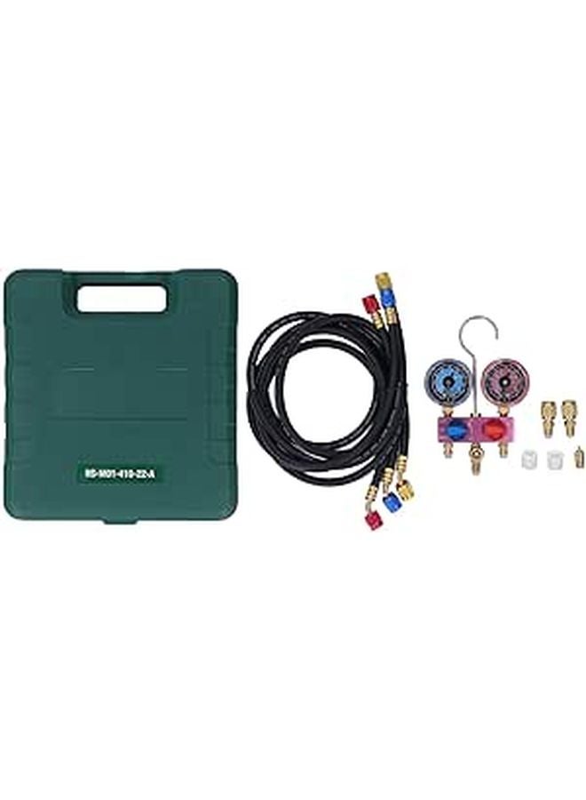 Mini Refrigerant Pressure Gauge Set with Hose G1 4 Thread R22 R32 R410A Compatible Durable Alloy Shell - Image 1