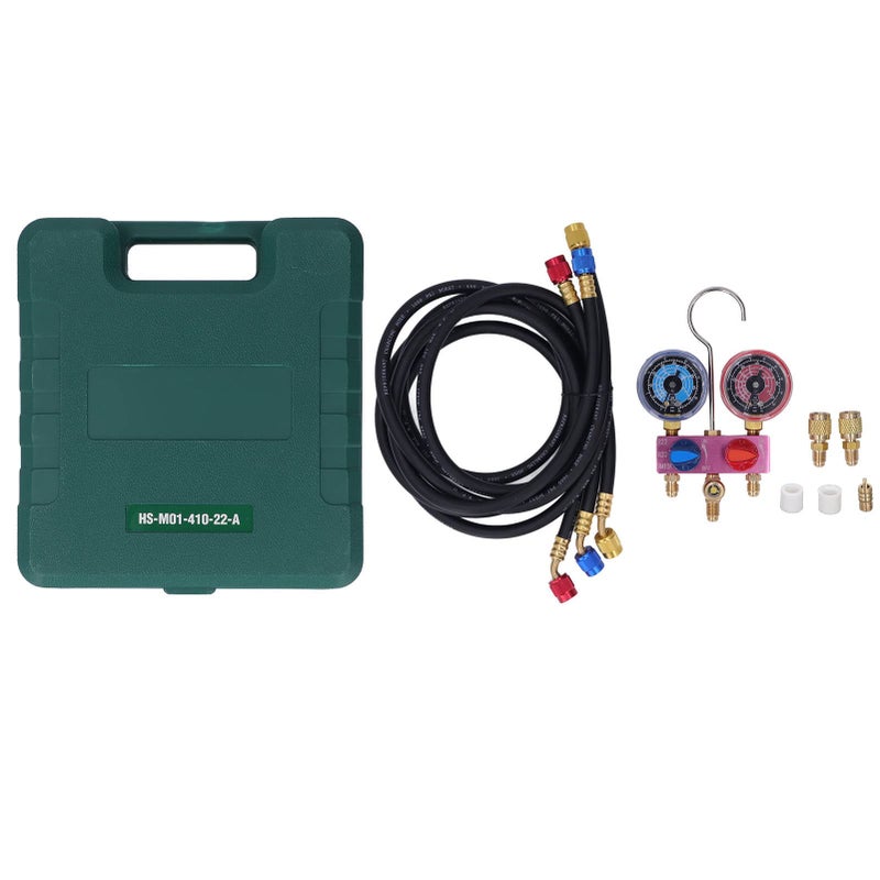 Mini Refrigerant Pressure Gauge Set with Hose G1 4 Thread R22 R32 R410A Compatible Durable Alloy Shell - Image 2