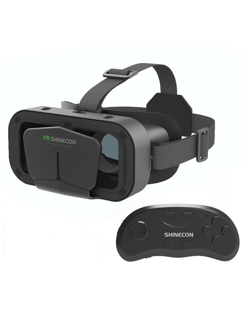VR SHINECON VR 3D Virtual Reality Headset with Controller for Movies and Games Black - Image 1
