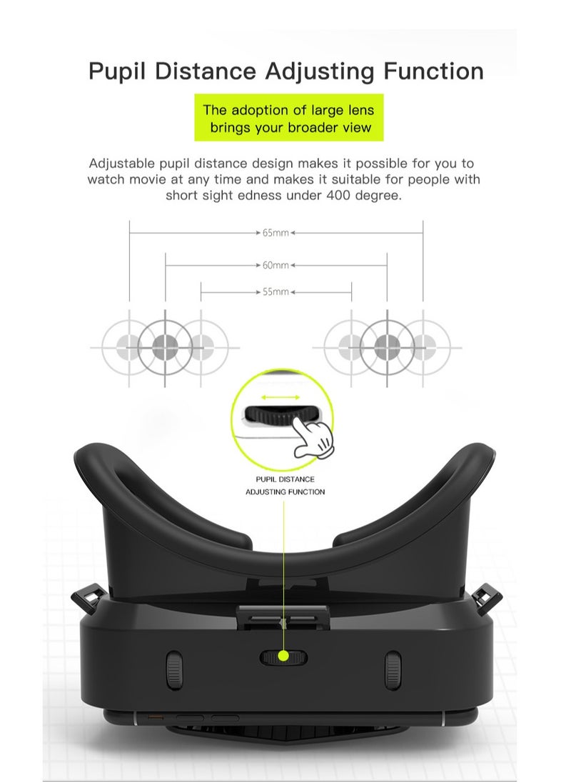 في آر شينيكون VR 3D الواقع الافتراضي سماعة مع وحدة تحكم للأفلام والألعاب الأسود  - Image 3