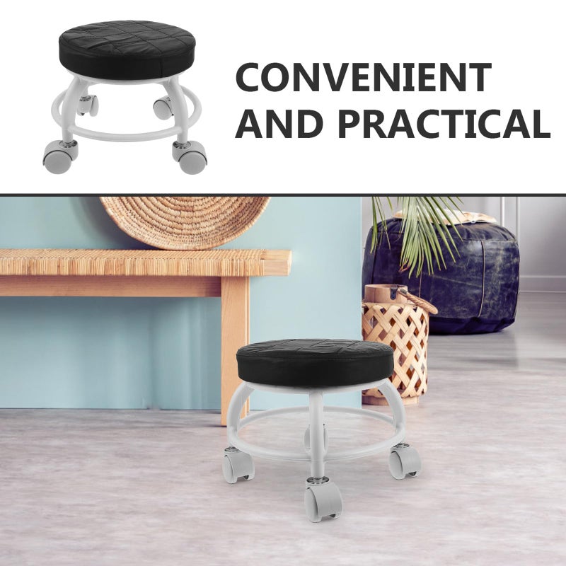 Portable Rolling Pedicure Stool With Wheels Compact Dark Color Spa Stool For Salon And Home Use - Image 5