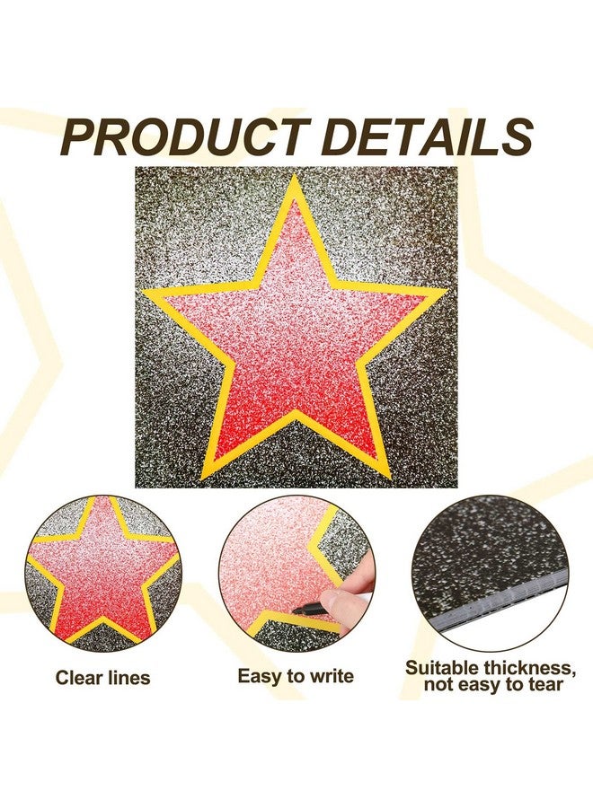 Geyee 100 Sheets Star Stickers Decor Movie Star Red Carpet Stickers With Black Marker Movie Theme Party Decorations Set Walk Star Stickers Boulevard Star For Red Carpet Party Movie Night Decorations - Image 4