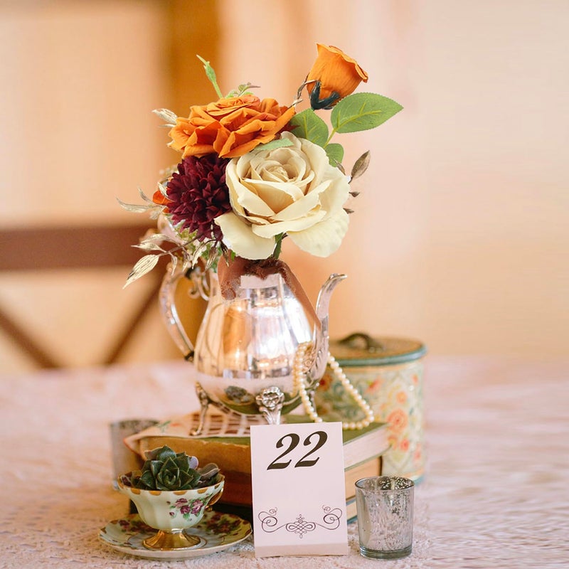 Rinlong Rinlong 6Pcs Assorted Flower Centerpieces for Wedding Fall Tables Centerpiece Burnt Orange Bridesmaid Bouquets Baby Nursery Shelf Mantel Decor  - Image 4