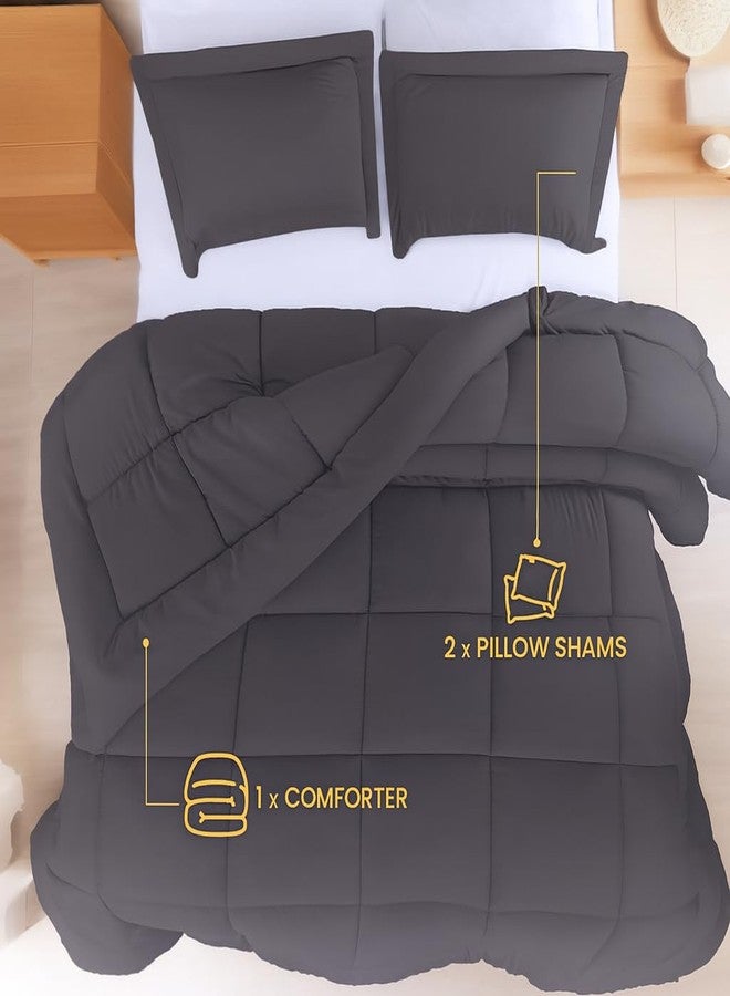 Utopia Bedding Queen Comforter Set - 3 Piece Grey Comforters Queen Size Bed Set - Down Alternative Duvet Insert Includes 1 All Season Comforter (88 x 88 in) and 2 Pillow Shams (20 x 26 in) - Image 3