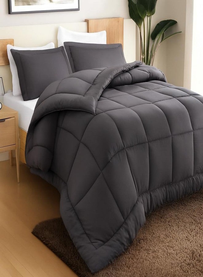 Utopia Bedding Queen Comforter Set - 3 Piece Grey Comforters Queen Size Bed Set - Down Alternative Duvet Insert Includes 1 All Season Comforter (88 x 88 in) and 2 Pillow Shams (20 x 26 in) - Image 1