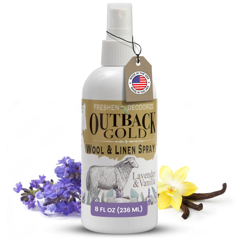 Desert Breeze Distributing Outback Gold - Linen Spray & Fabric Freshener Spray, Natural Bed Spray for Wool & Linen, Lavender & Vanilla Scent, Essential Oils, Eco-Friendly Deodorizer for Home Fabrics, 8 Fl Oz - Image 1