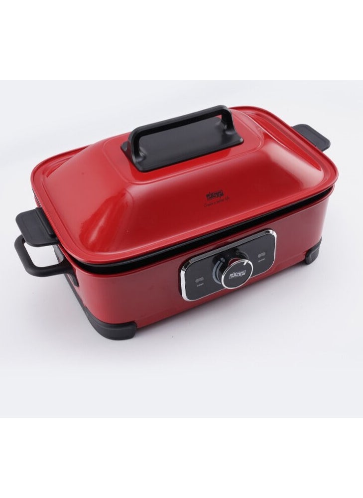 4*1 Electric Cooker Multifunctional Kitchen Separate pots structures Safe to use and easy to clean Functions Frying Grilling Steaming Boiling and cooking in soup pot Overheat protection 1400W