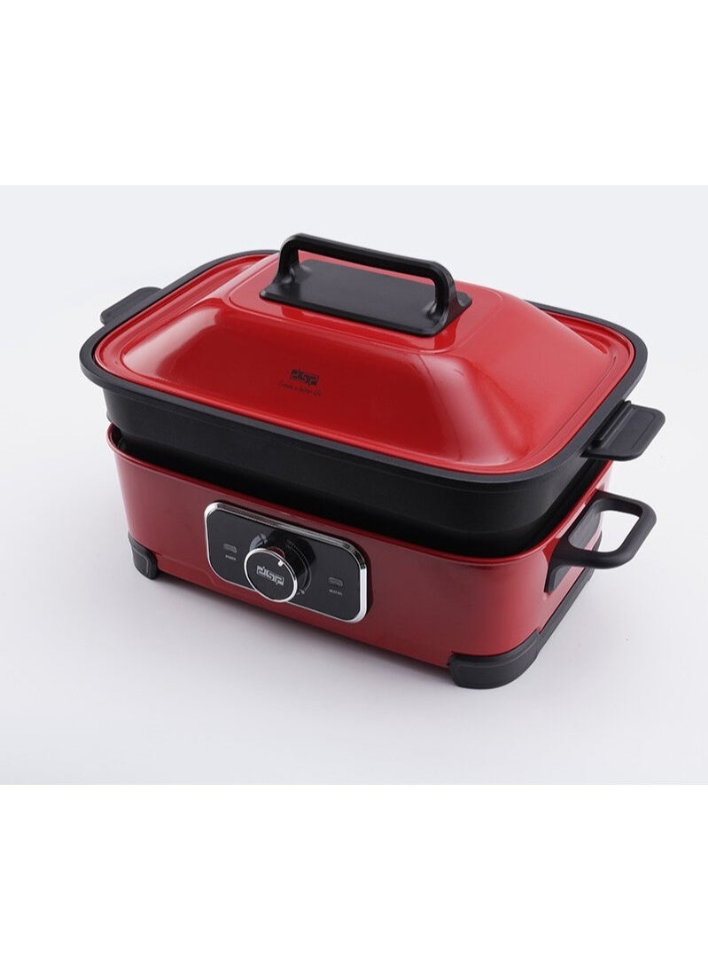 4*1 Electric Cooker Multifunctional Kitchen Separate pots structures Safe to use and easy to clean Functions Frying Grilling Steaming Boiling and cooking in soup pot Overheat protection 1400W