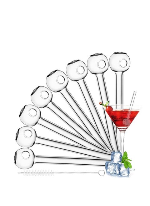 4-Inch Clear Glass Drinking Straws 8-Piece Set with Cleaning Brush - Shatter-Resistant Reusable Straws for Beverages Ideal for Cocktails, Smoothies, Coffee & Eco-Friendly Home Use