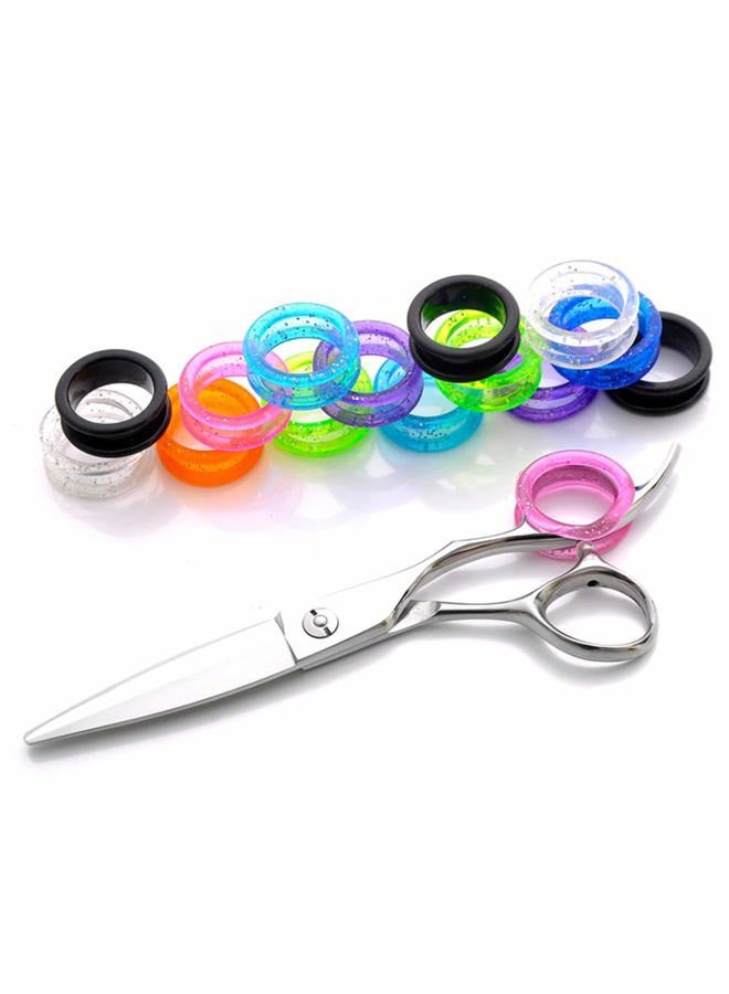 Luzen 12Pcs Soft Silicone Scissors Finger Rings Grips Inserts Grooming Shear Thumb Inserts Finger Protector Ring Scissor Accessories for Barber Hair Cutting Scissors Pet Shears, Random Color - Image 2