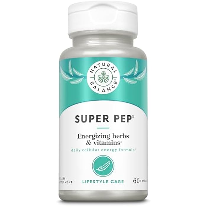Natural Balance Super Pep | All Day Herbal Energy Supplement | with Eleuthero, Kola Nut, Gotu Kola, B-Vitamins & Chromium | 60 Capsules, 30 Servings - Image 1