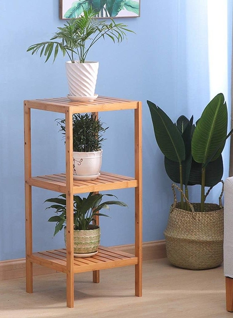 DubaiGallery 3-Layers Bamboo Multifunctional Storage Stand Corner Shelf Rack Shelving Unit - Image 4