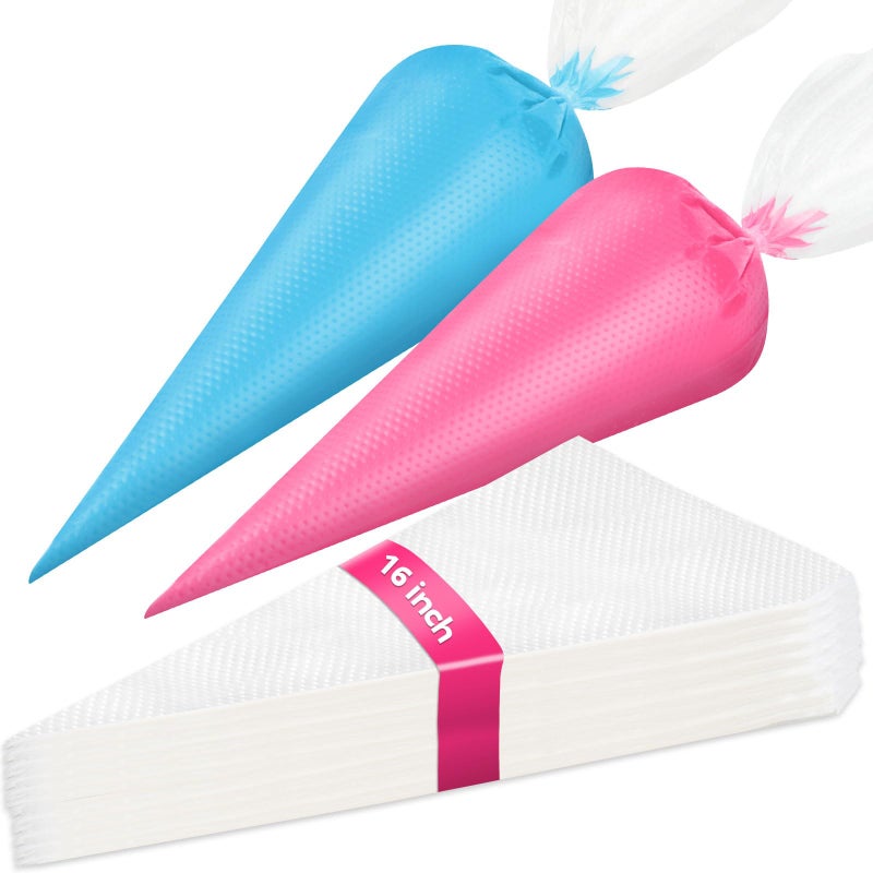 Azzuro Piping Bags Disposable 16 Inch 100PCS Extra Thick Pastry Icing Piping Bags for Cake Cookie NonSlip AntiBurst Cake Frosting Decorating Bags Easy to Squeeze