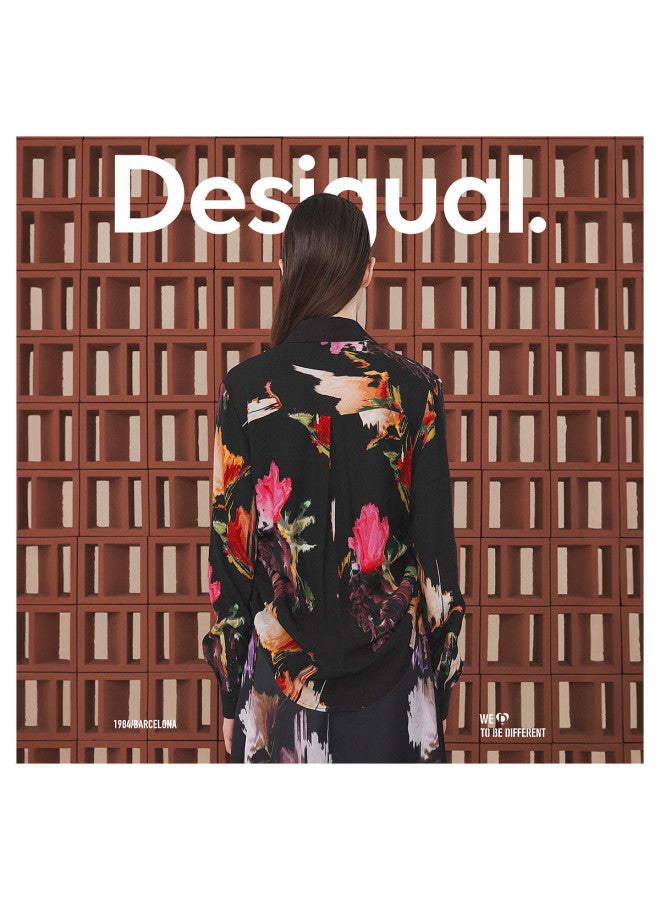 DESIGUAL loose Hand-painted Print Lapel Women's Blouse - Image 5