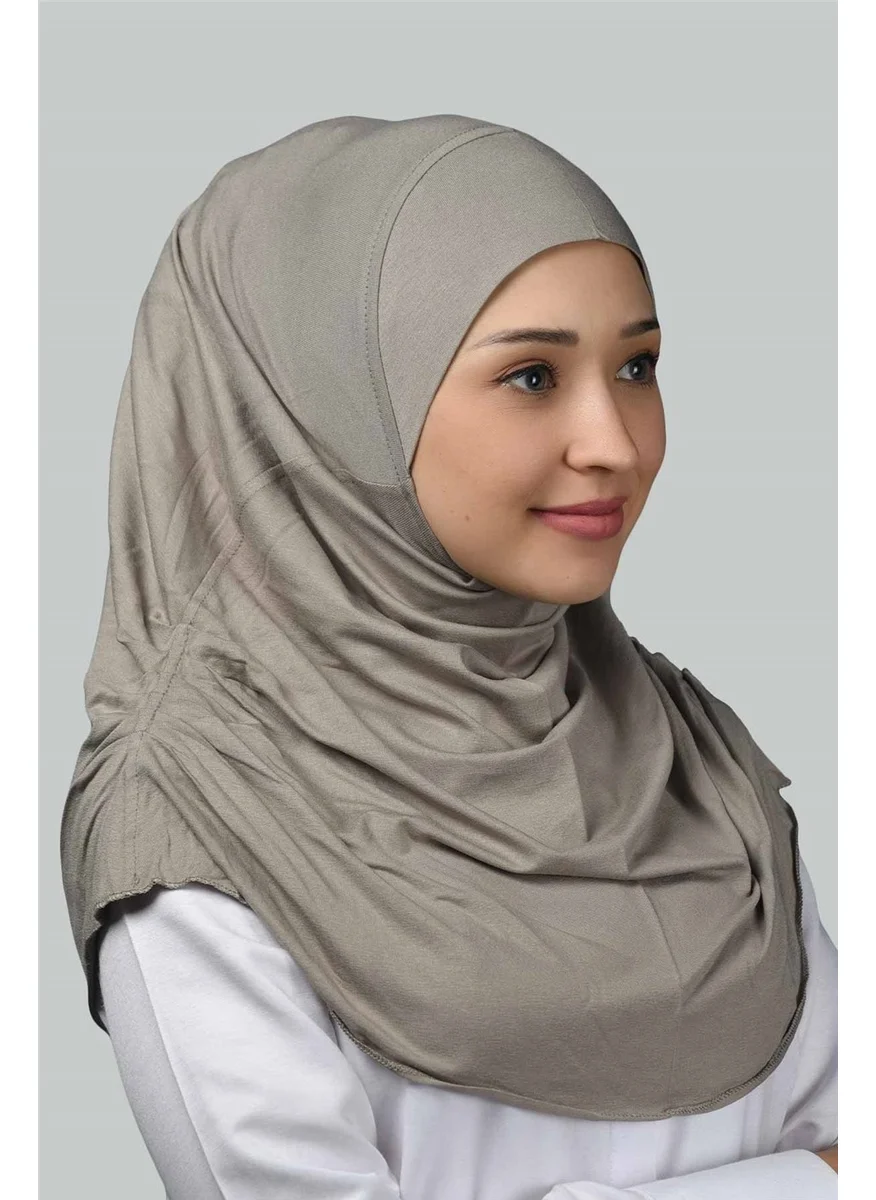 Altobeh Ready-made Turban Gathered Pleated Practical Scarf Hijab Hijab - Prayer Cover - Light Mink