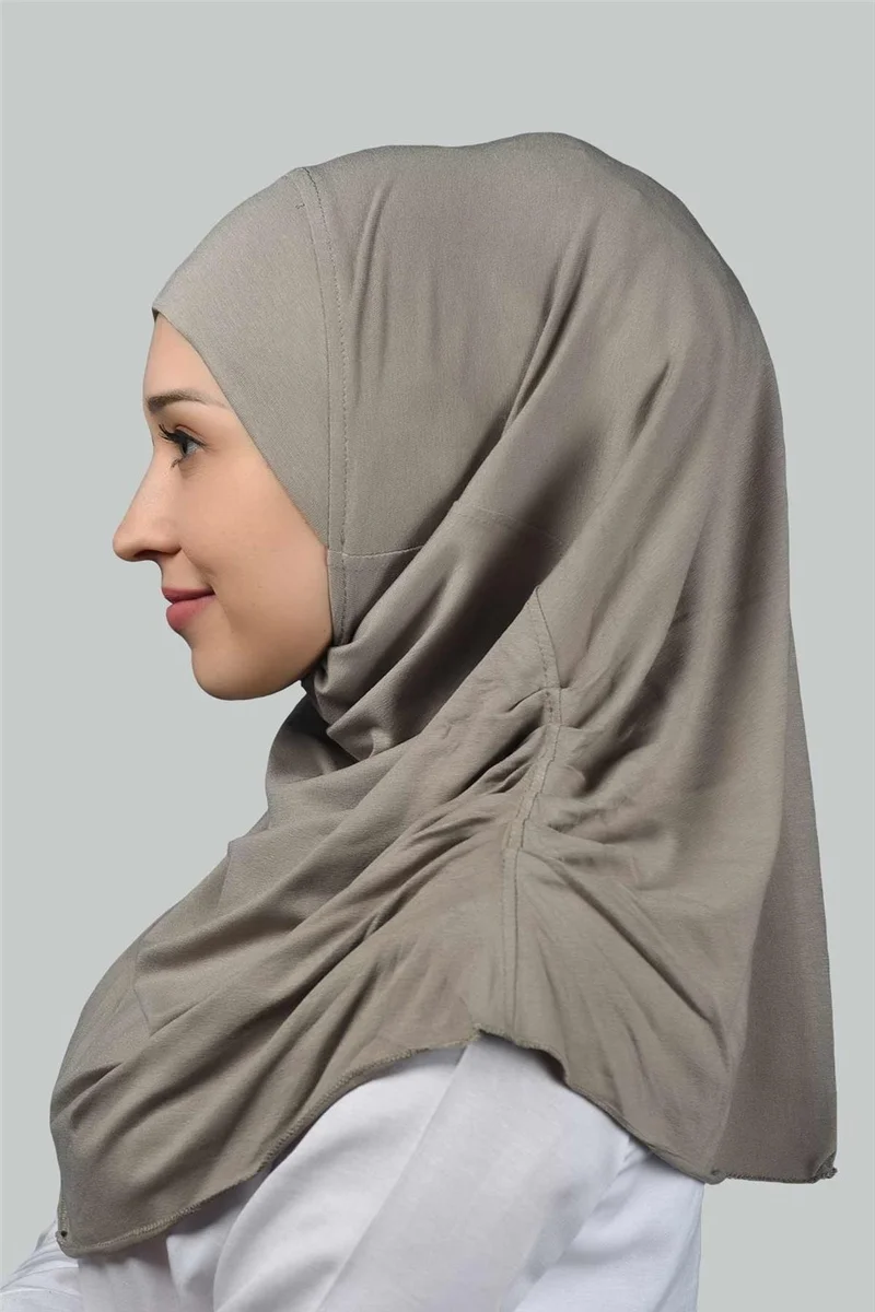 Altobeh Ready-made Turban Gathered Pleated Practical Scarf Hijab Hijab - Prayer Cover - Light Mink