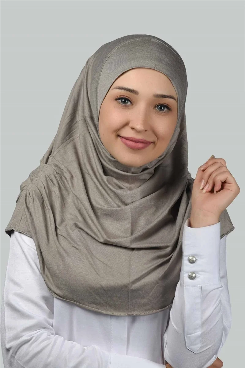 Altobeh Ready-made Turban Gathered Pleated Practical Scarf Hijab Hijab - Prayer Cover - Light Mink