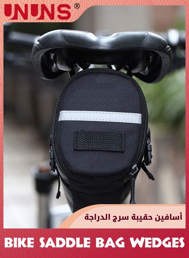 UNUNS Bike Saddle Bag,Waterproof Bicycle Strap-On Saddle Bag With Reflective Stripes,Cycling Seat Bag With Perfect Size,Quick Release Bike Pouch,Connectable Tail Light Bicycle Bag  - Image 5