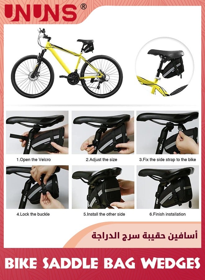 UNUNS Bike Saddle Bag,Waterproof Bicycle Strap-On Saddle Bag With Reflective Stripes,Cycling Seat Bag With Perfect Size,Quick Release Bike Pouch,Connectable Tail Light Bicycle Bag  - Image 3