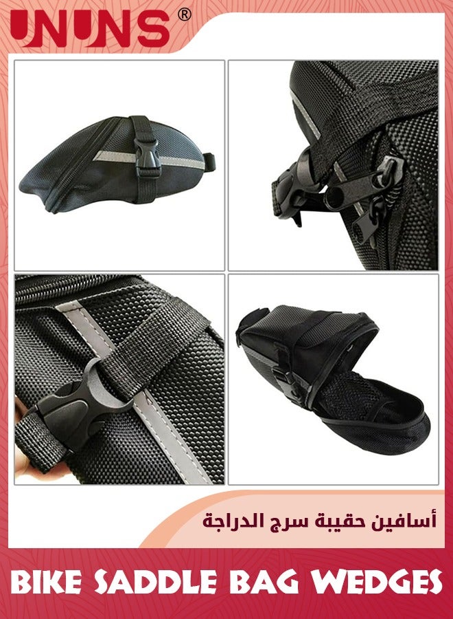 UNUNS Bike Saddle Bag,Waterproof Bicycle Strap-On Saddle Bag With Reflective Stripes,Cycling Seat Bag With Perfect Size,Quick Release Bike Pouch,Connectable Tail Light Bicycle Bag  - Image 4