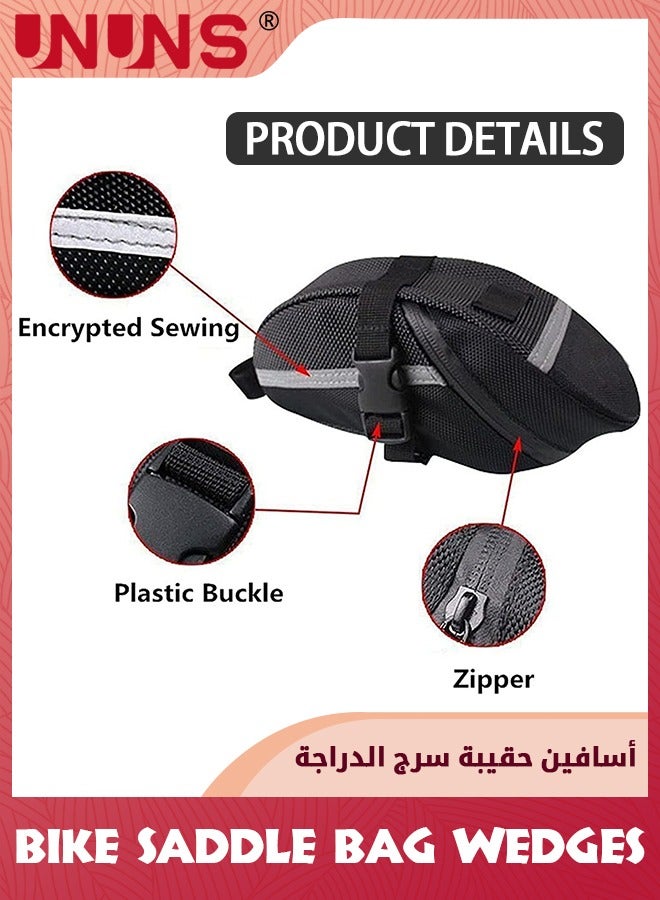 UNUNS Bike Saddle Bag,Waterproof Bicycle Strap-On Saddle Bag With Reflective Stripes,Cycling Seat Bag With Perfect Size,Quick Release Bike Pouch,Connectable Tail Light Bicycle Bag  - Image 2