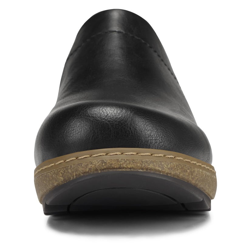 SHIBEVER Clogs for Women Mules Shoes Leather Slip On Clog Closed Toe Comfortable Mules Black Size 9 - Image 4