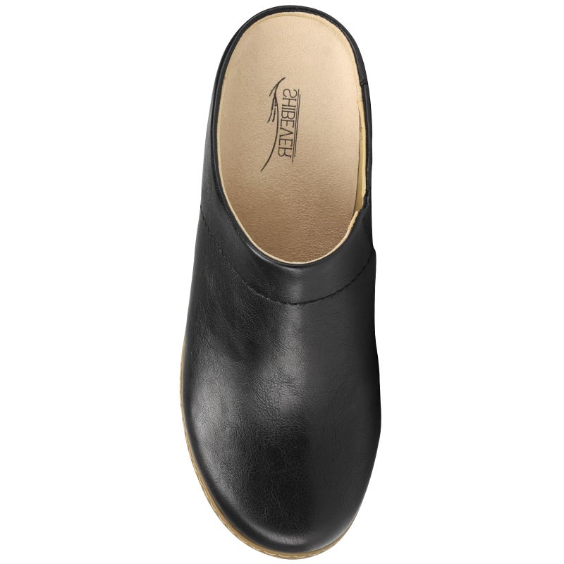 SHIBEVER Clogs for Women Mules Shoes Leather Slip On Clog Closed Toe Comfortable Mules Black Size 9 - Image 3