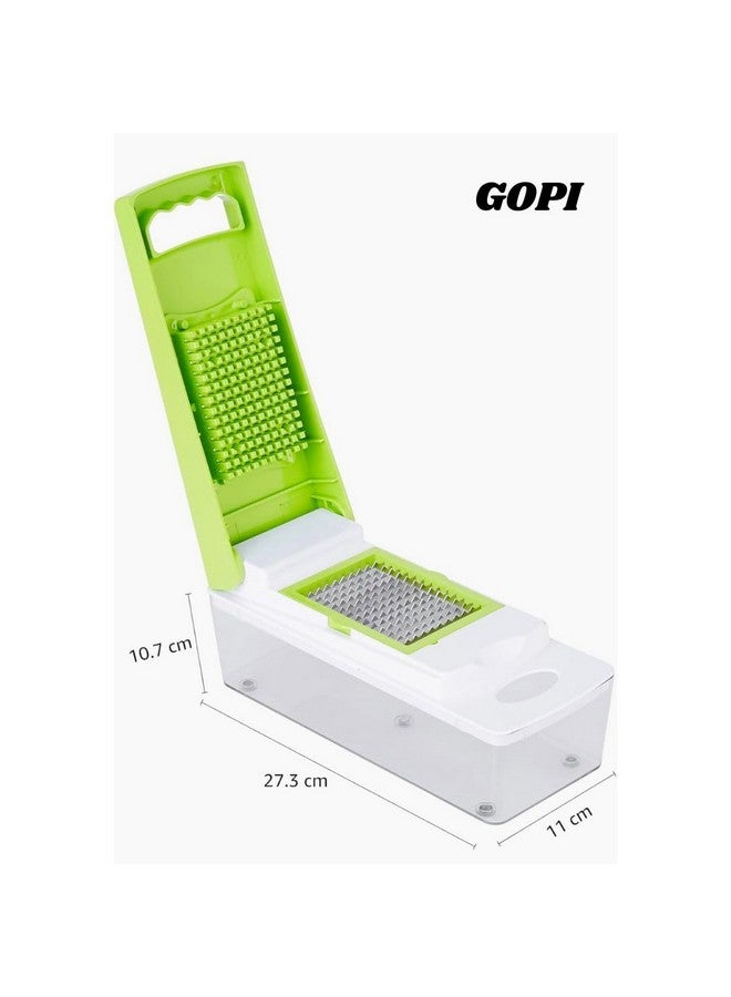 GOPI جوبى 14 في 1 مفرمة متعددة الاستخدامات، قواطع الفواكه والخضروات، مبشرة قشارة، جسم غير قابل للكسر من الدرجة الغذائية، زر سهل الدفع للتنظيف، مفرمة للطبخ (أخضر، بلاستيك) - Image 3