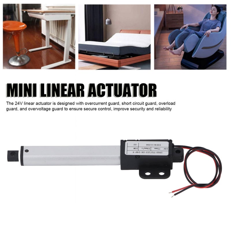 Mini Linear Actuator with Wings 24V DC Automatic Telescopic Electric Linear Actuator 20N Thrust 75mm Stroke 30mm/s Speed - Image 5