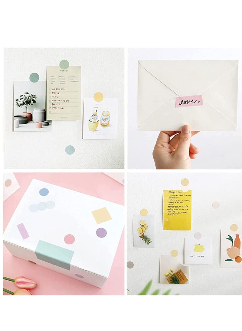 SYOSI مجموعة شريط واشي، 4 ألوان، 76 قطعة من ملصقات الملصقات المنقطة الملونة اللطيفة، 16 ورقة متعددة التصميم مستديرة ومربعة للمخططين، سجل القصاصات، اليوميات، المذكرات، الحرف اليدوية، تزيين الهدايا - Image 4